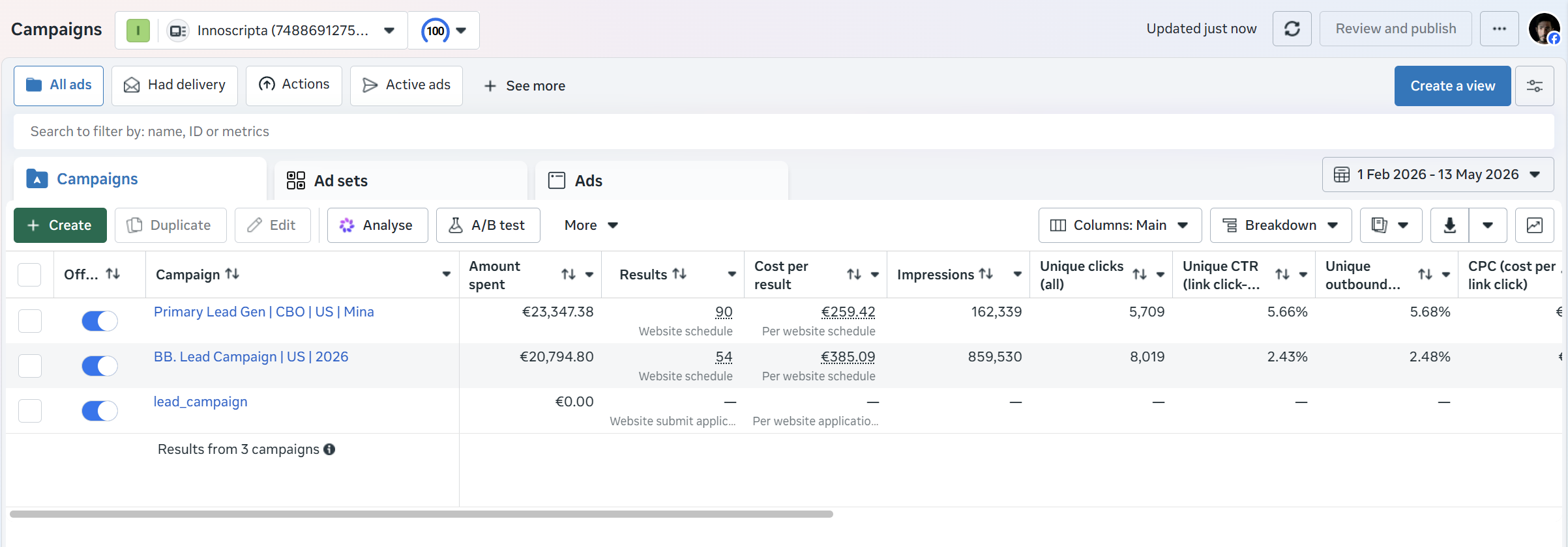 Meta Dashboard